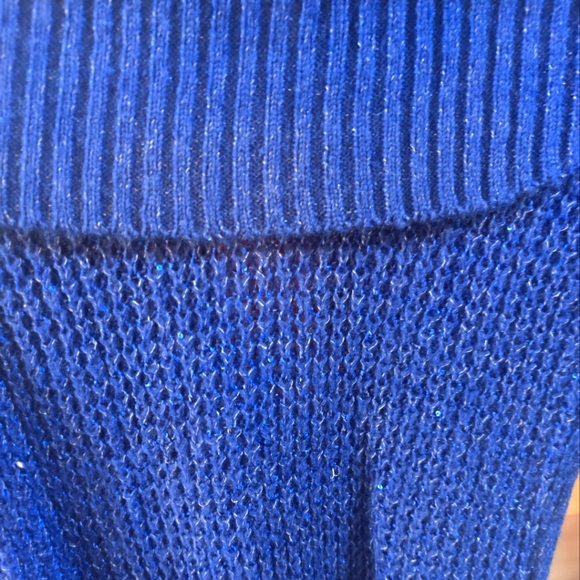 Candie's Sparkly Blue Cowl Neck Sweater M - Picture 6 of 10